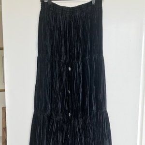 Rare 80's Western Black Velvet Maxi "Broom" Skirt